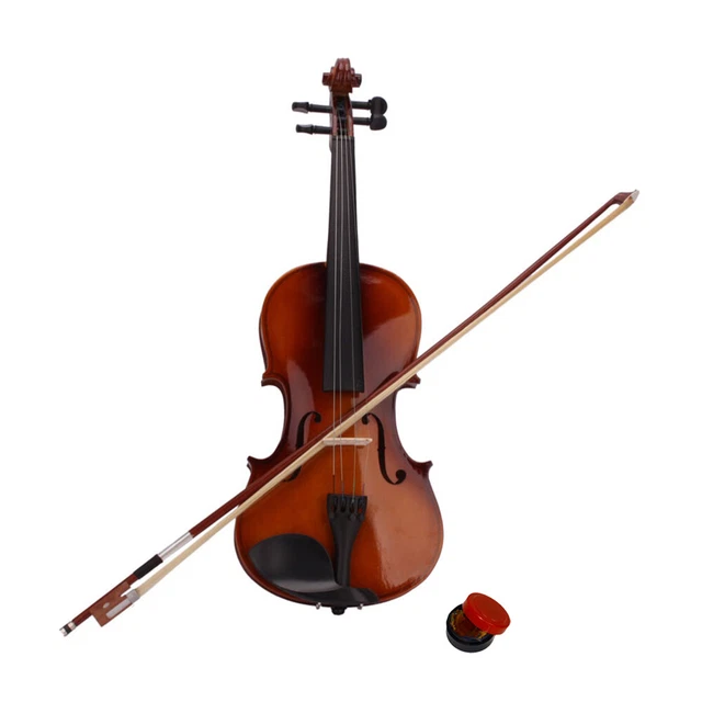 Handcrafted Acoustic Violin Set with Bow Rosin - Natural Tone