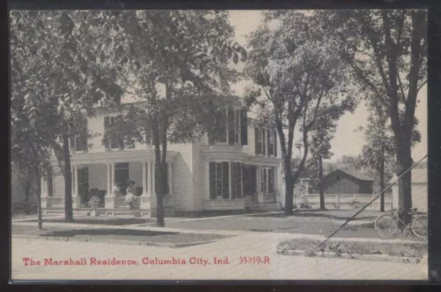 Postcard COLUMBIA CITY Indiana/IN  Marshall Family Large 2 Story House/Home 1907