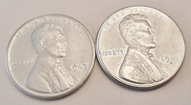 1943 S Lincoln Steel Wheat Cent / Penny Set (2 Coins) AVE CIRCULATED *FREE SHIP*