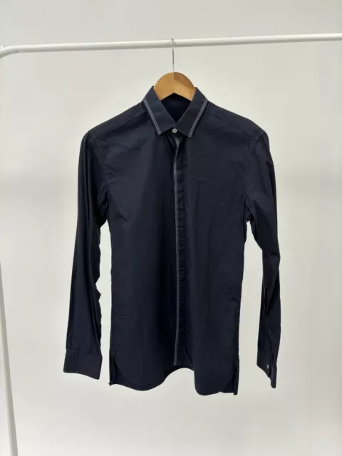 Mens Lanvin Black Shirt - Size 38/15 - Long Sleeve - Pit To Pit 19"