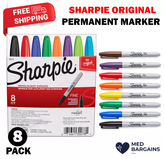 SHARPIE 30078 Permanent Markers Fine Point Classic Colors - 8 Count