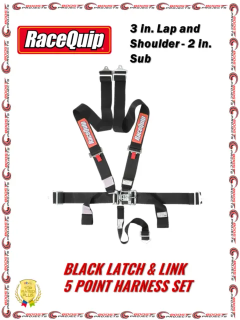 RaceQuip Black 5 Point Race Car Seat Belt 3 in. Lap and Shoulder - 2 in. Sub SFI