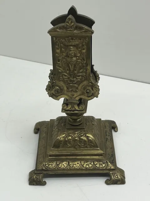 Antique Matchbox Match Box Brass Stand Holder