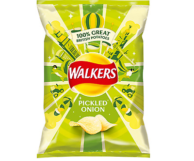 18 Paquets De Walkers Mariné Oignon Aromatisé Chips 25g