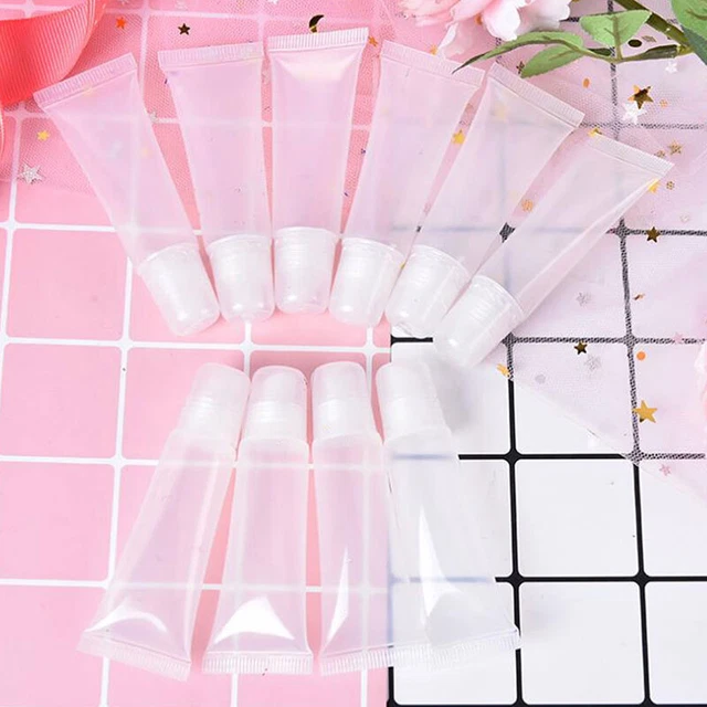 10 piezas Nuevo Tubo Cosmético Vacío Recargable Brillo Labial Bálsamo Contenedor Cosmético Transparente