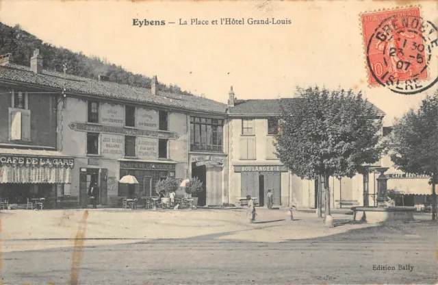 Cpa 38 Eybens La Place Et Hotel Grand Louis