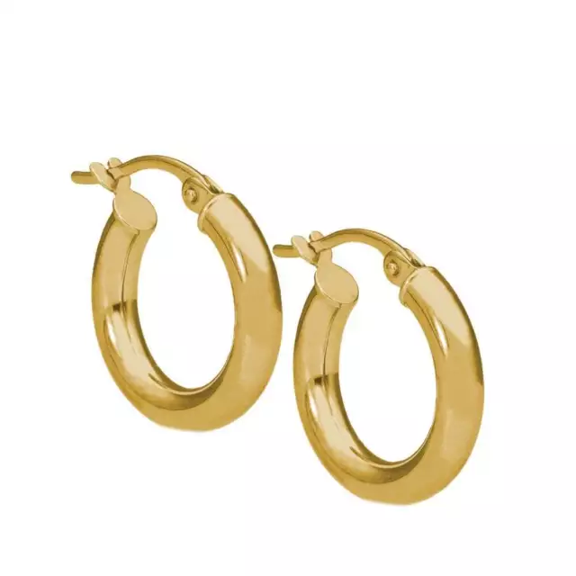 Ladies 9ct Yellow Gold Small Tube Hoop Earrings