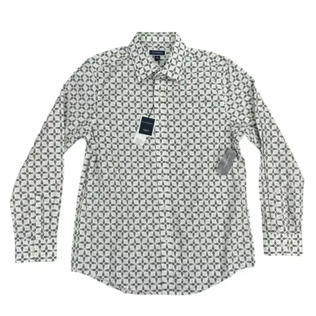 Club Room Mens Pineapple Woven Long Sleeve Button Down Shirt White medium   $59