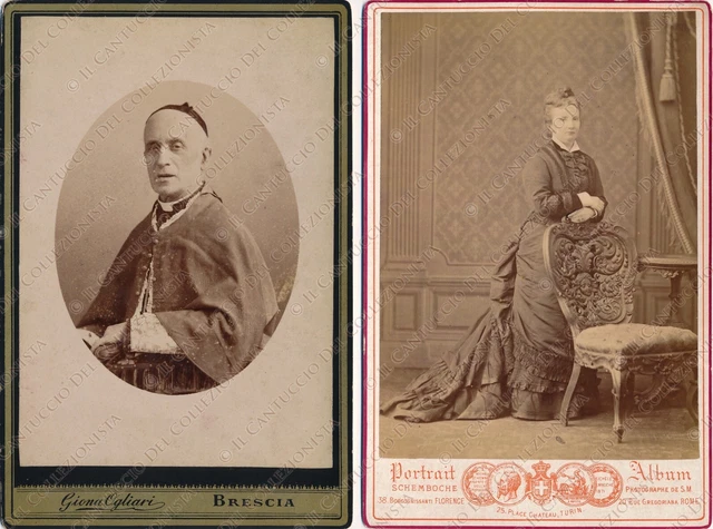 1890c Ritratti Vescovo Gentildonna LOTTO 2 Fotografie albumine