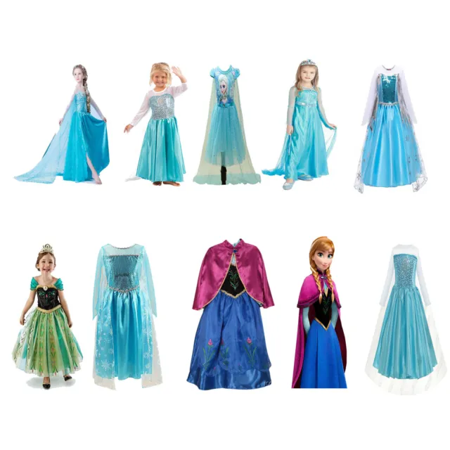 Disney Girls Princess Frozen Dress Elsa Anna Party Wedding Birthday Fancy Dress