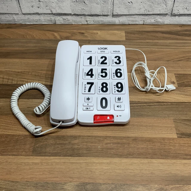 LOGIK BIG BUTTON Phone Corded Loud Ring Telephone Red Indicator Light