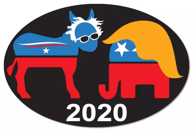 Bernie Sanders vs Donald Trump for President 2020 6"x4" oval bumper sticker deca