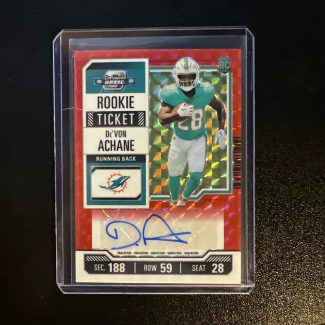 2023 De'Von Achane Contenders Optic Rookie Ticket RPS Preview Red Prizm SSP /23