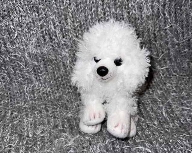 Suki Yomiko Classics White Poodle Dog Puppy Soft Toy Beanie Plushie 5”