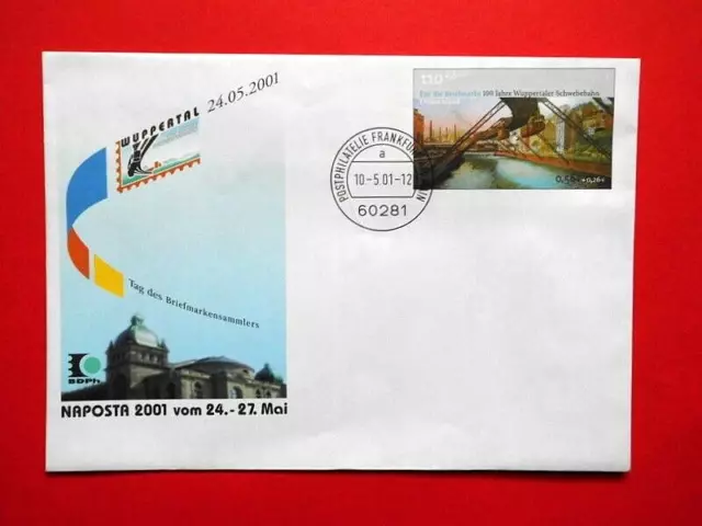 Brief Sammlerbrief BRD 2001 Wuppertaler Schwebebahn Mi. Nr. 2171 o Druck