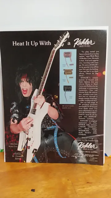 Kahler Tremolo Mick Mars 1984 Guitar Print Ad 11 X 8.5