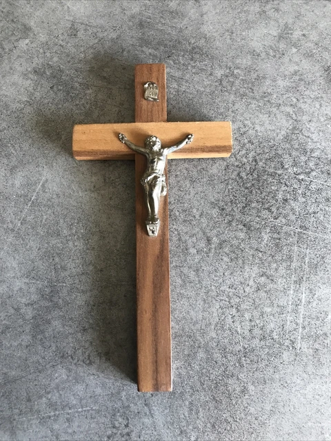 Crucifix Mural Christ Argenté 20cm - Plaque INRI Dorée - Fabriqué En Italie