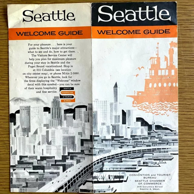 1959 SEATTLE WELCOME GUIDE vintage tourism brochure WASHINGTON TOURIST BUREAU