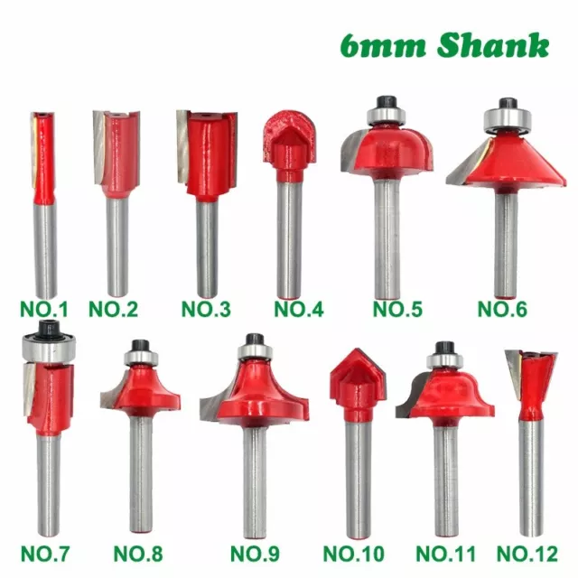 6mm Fräsersatz HM 12-tgl Schaft Nutfräser Profilfräser für Oberfräse Holzfräser