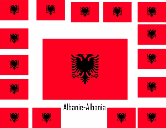 Assortiment lot de 25 autocollants Vinyle stickers drapeau Albanie-Albania