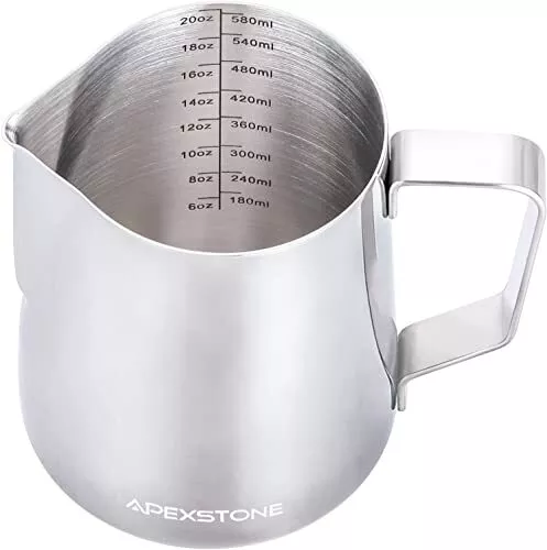 Apexstone Espresso Milk Frothing Pitcher 20 oz Espresso Steaming Pitcher 20 o...