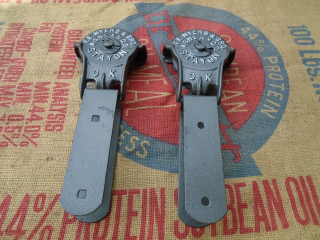 Antique/Primitive Original Barn Door Rollers F.e Myers Ashland Ohio Restored