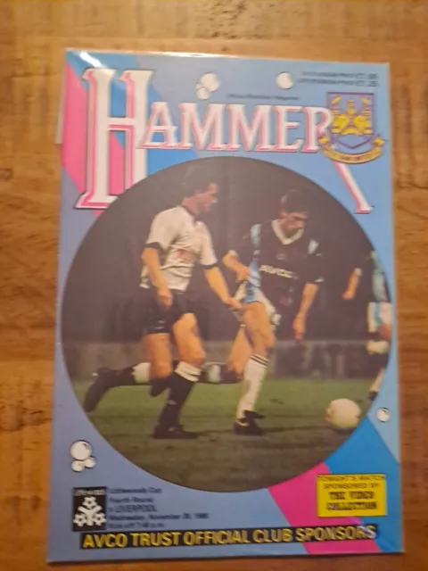 West Ham United v Liverpool League Cup 30th November 1988