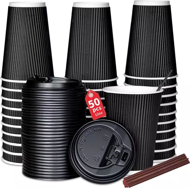 Disposable Paper Cups,Coffee Cups W/Lids,Mouthwash Cups Hot Cold Drink Chocolate