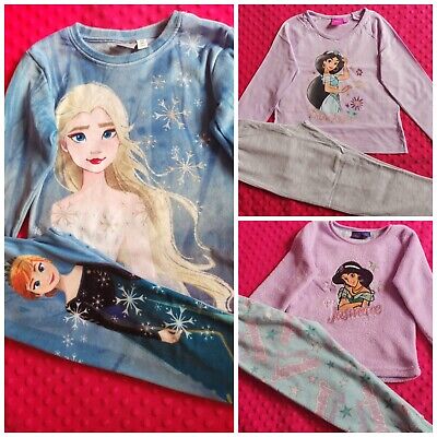 Disney Princess Jasmine Frozen Girl winter fleecy pyjamas pj set bundle 3-4-5 y