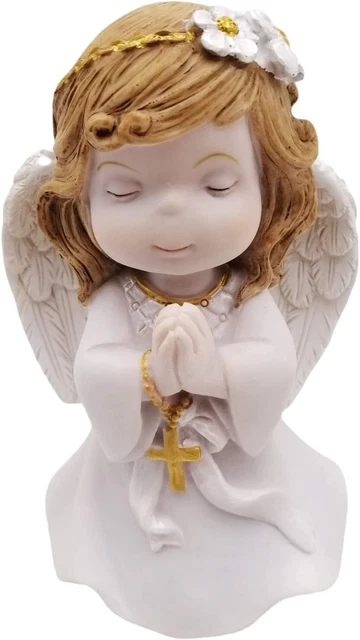 Comfy Hour Faith and Hope Collection Brown Hair Praying Girl Angel with Rosary