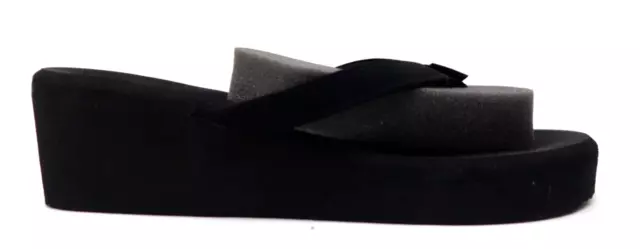 Flojos Womens Black Wedge Slide Slip On Flip Flop Thong Sandals US 8 B EU 39.5