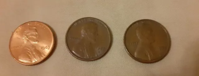 USA  :  3 x ONE CENT COINS