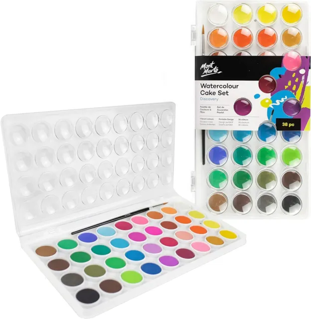 Mont Marte Watercolour Paint Set – 36 Brilliant Colours – High Pigmentation