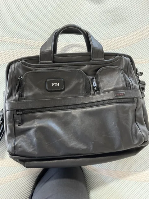 Tumi Alpha 96516DH T-Pass Black Napa Leather Laptop Briefcase Used