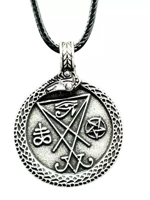 Ouroboros Sigil of Satan Necklace Pendant Lucifer Eye Horus Pentagram Occult