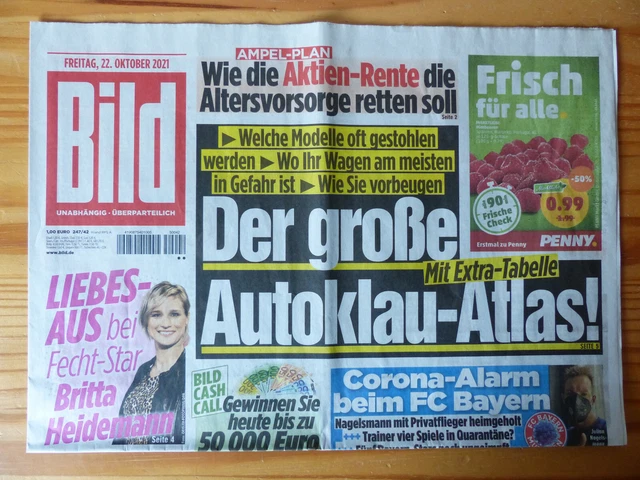 BILDzeitung 22.10.1974 Oktober Geschenk Geburtstag 45. 46. 47. 48