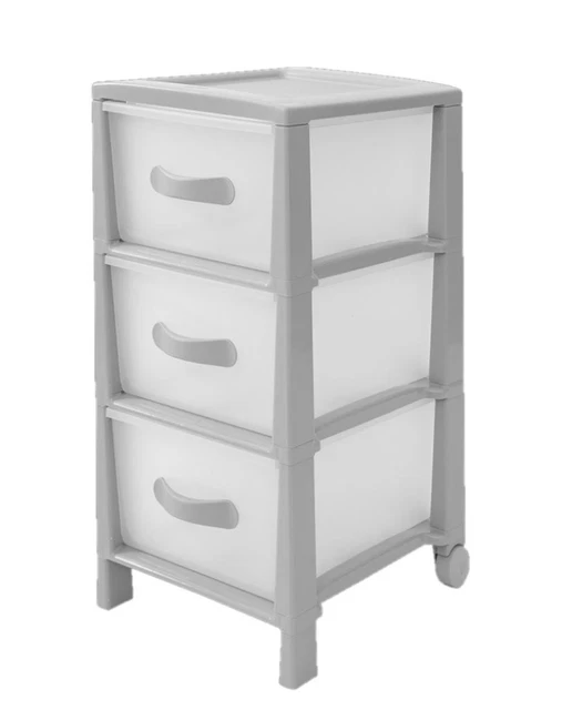 Cassettiera Mobiletto Futura Slim 3 Cassetti Grigio Chiaro 29,5 × 39,5 × 57 cm