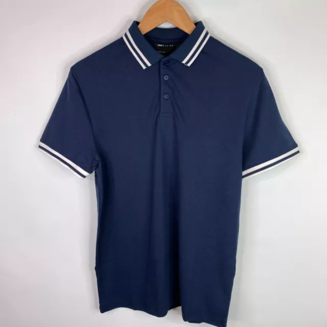 ASOS Design Tipped Pique Polo shirt SIZE S navy BRAND NEW