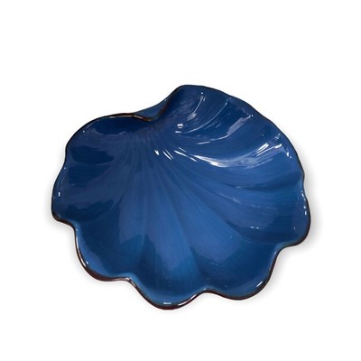 Ciotola a Forma di Conchiglia Multiuso svuotatasche centrotavola in Ceramica 100% Artigianale Made in Italy Stile Marinaro Azzurro 