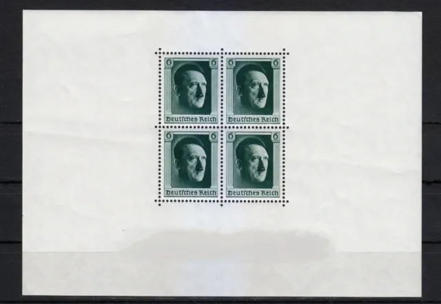 Germany 1937 MNH Mi Block 7 Sc B102 Adolf Hitler. Perforated. LUXE 1&2 **