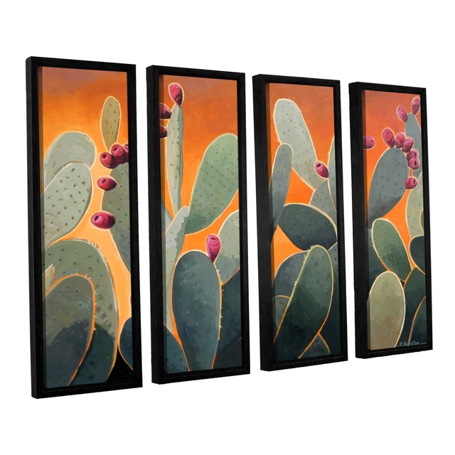 ArtWall Rick Kersten 'Cactus Orange' 4 Piece Floater Framed  Extra Large