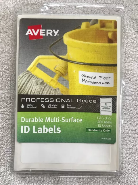 Avery® Durable Multi-Surface ID Labels, 1 1/4 x 3 1/2, White Professional Grade