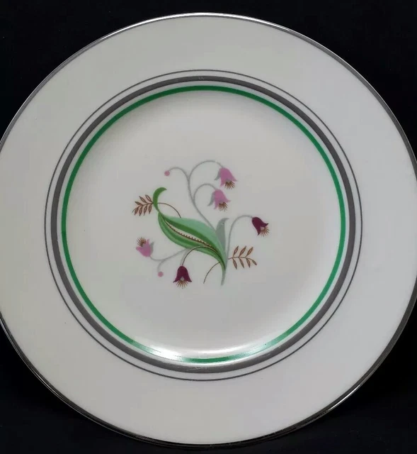 2 Syracuse China Coralbel Old Ivory 6 1/4" Bread Dessert Plates Platinum Rim