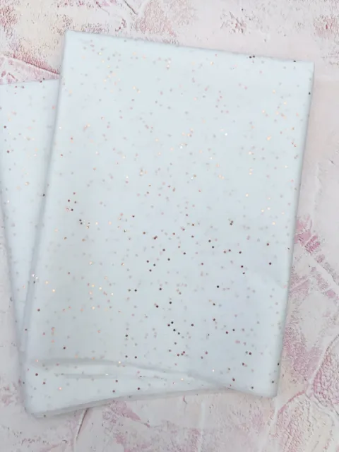 White & Rose Gold Tissue Paper Luxury Satin Quality X 5 Sheets Sparkly Large