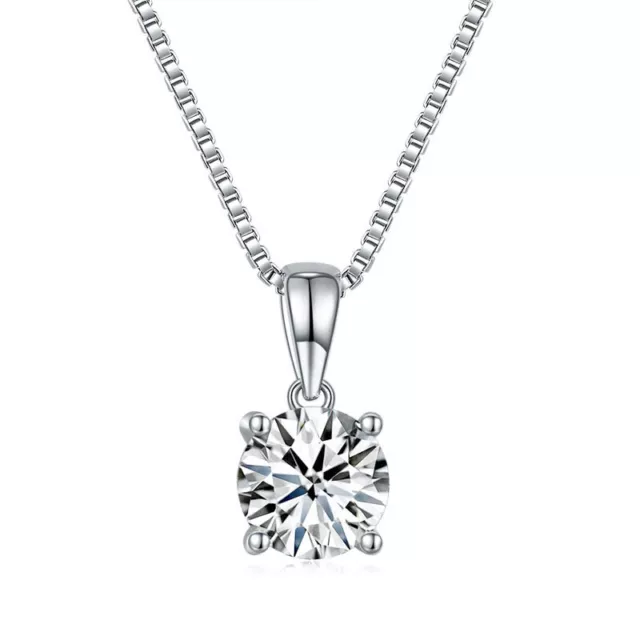 1 Carat Moissanite Diamond Pendant Necklace 925 Sterling Silver