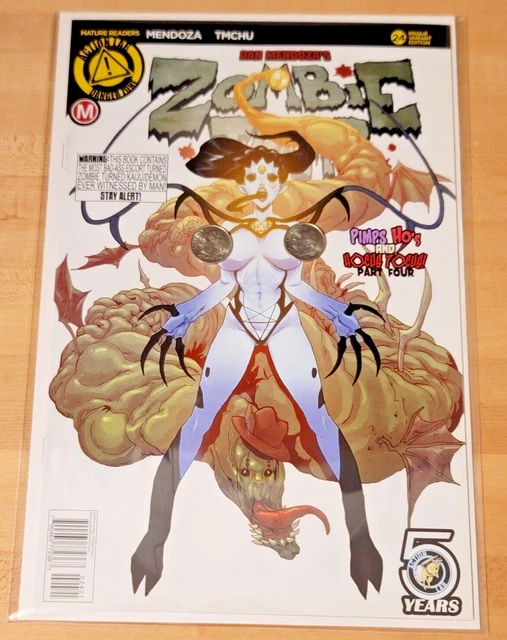 ZOMBIE TRAMP #24 ACTION LAB 2016 DAN MENDOZA TOPLESS RISQUE VARIANT Christmas 24