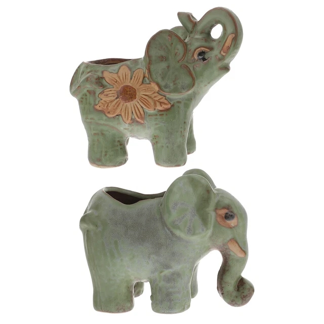 2 Pcs Porte-fleurs Pot De Fleurs Éléphant Pots De Cactus Respirant