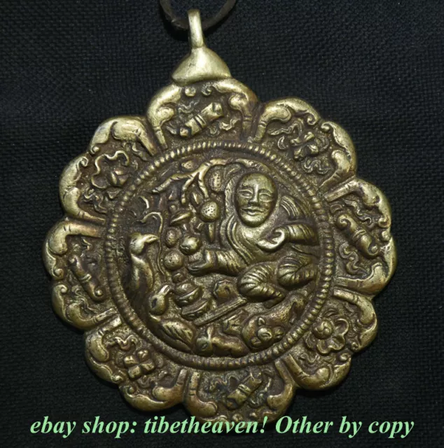 8CM Old Tibet Brass Buddhism Living Buddha Beast Amulet Pendant