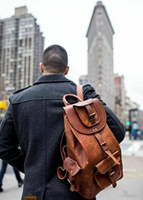 Genuine Goat Leather Hiking Backpack Rucksack Travel Luggage Bag Casual bag