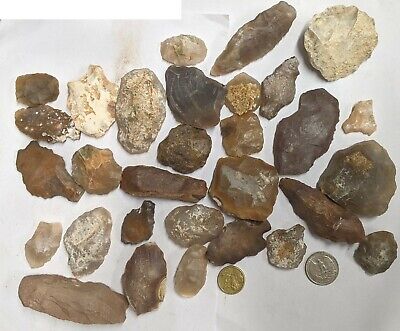 800 Grams NEOLITHIC & PALEOLITHIC age Stone Tools and Artifacts (#U329)